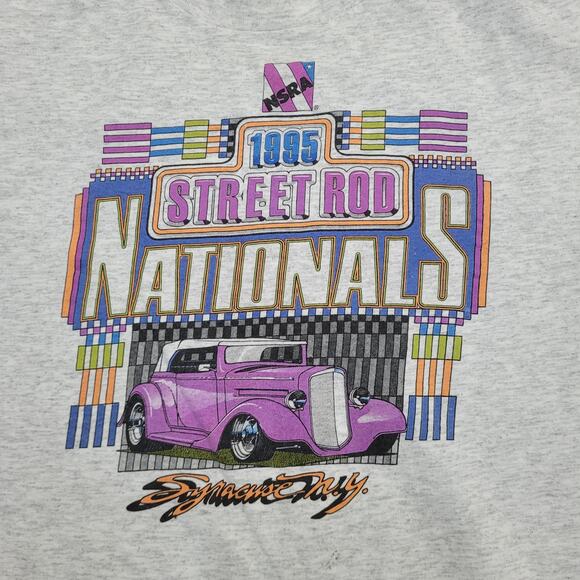 Vintage 1995 Street Rod Nationals Shirt M/L 21x26 Gray Cars - Picture 9 of 15